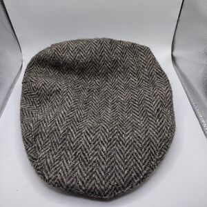 Vtg Adam Wool Newsboy Cap Hat medium 7 - 7 1/2 Lined Tweed Herringbone